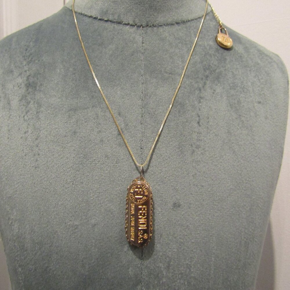 Repurposed Necklace Reworked Handmade Pendant with authentic Fendi Hardware